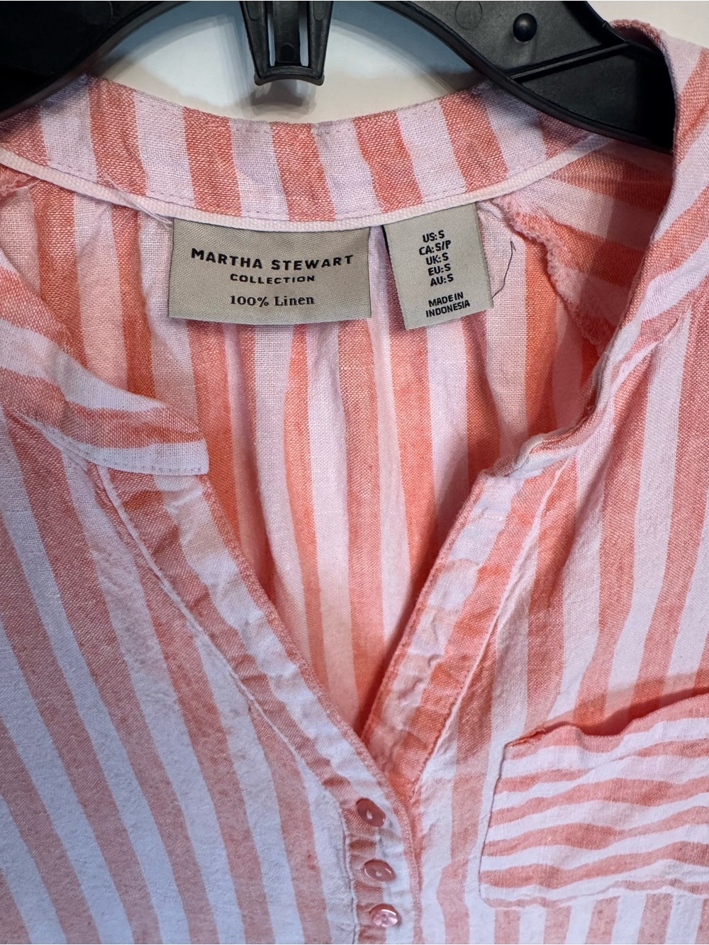 Martha Stewart 100% Linen Pink Stripe Tunic Cover Up Top Small - Picture 2 of 3